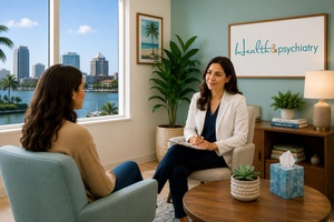Patient asking questions during a psychiatric evaluation with a Florida psychiatrist