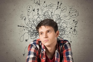 Illustration showing brain activity and attention challenges in inattentive ADH