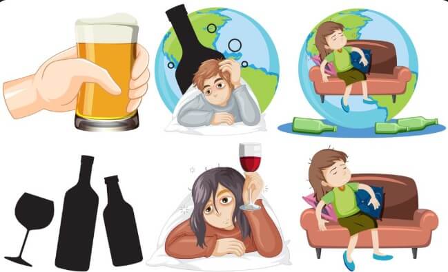 Alcohol abuse concept showing emotional distress and dependency on drinking