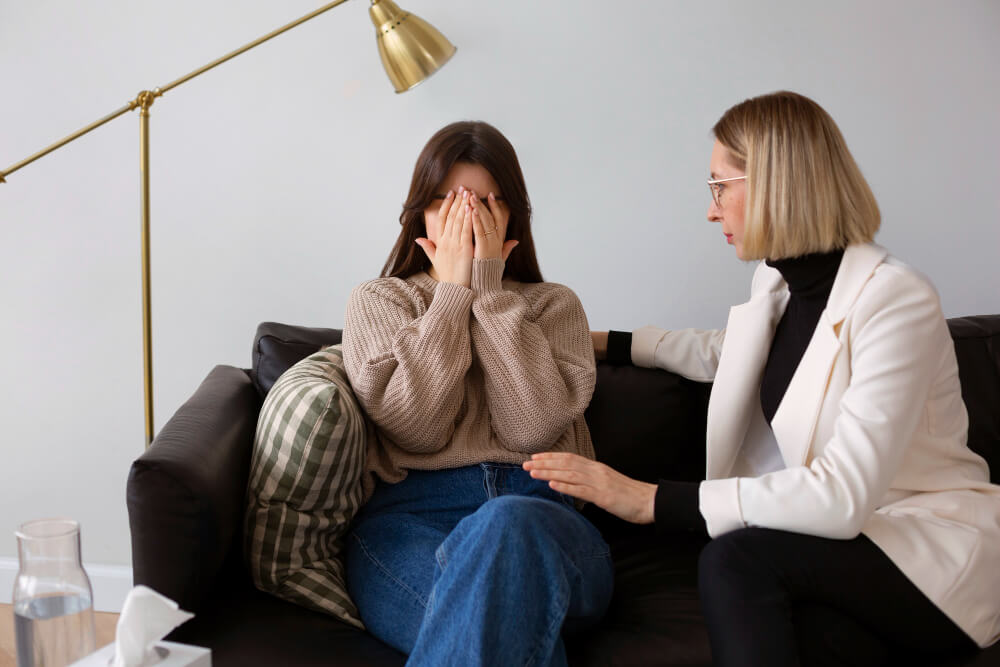 Therapist conducting CBT session with patient for mood disorder treatment