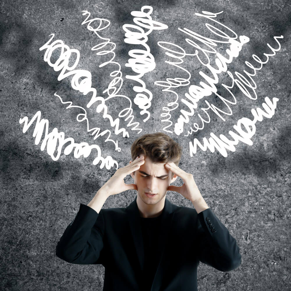 Illustration of excessive and uncontrollable worry affecting daily life in generalized anxiety disorder