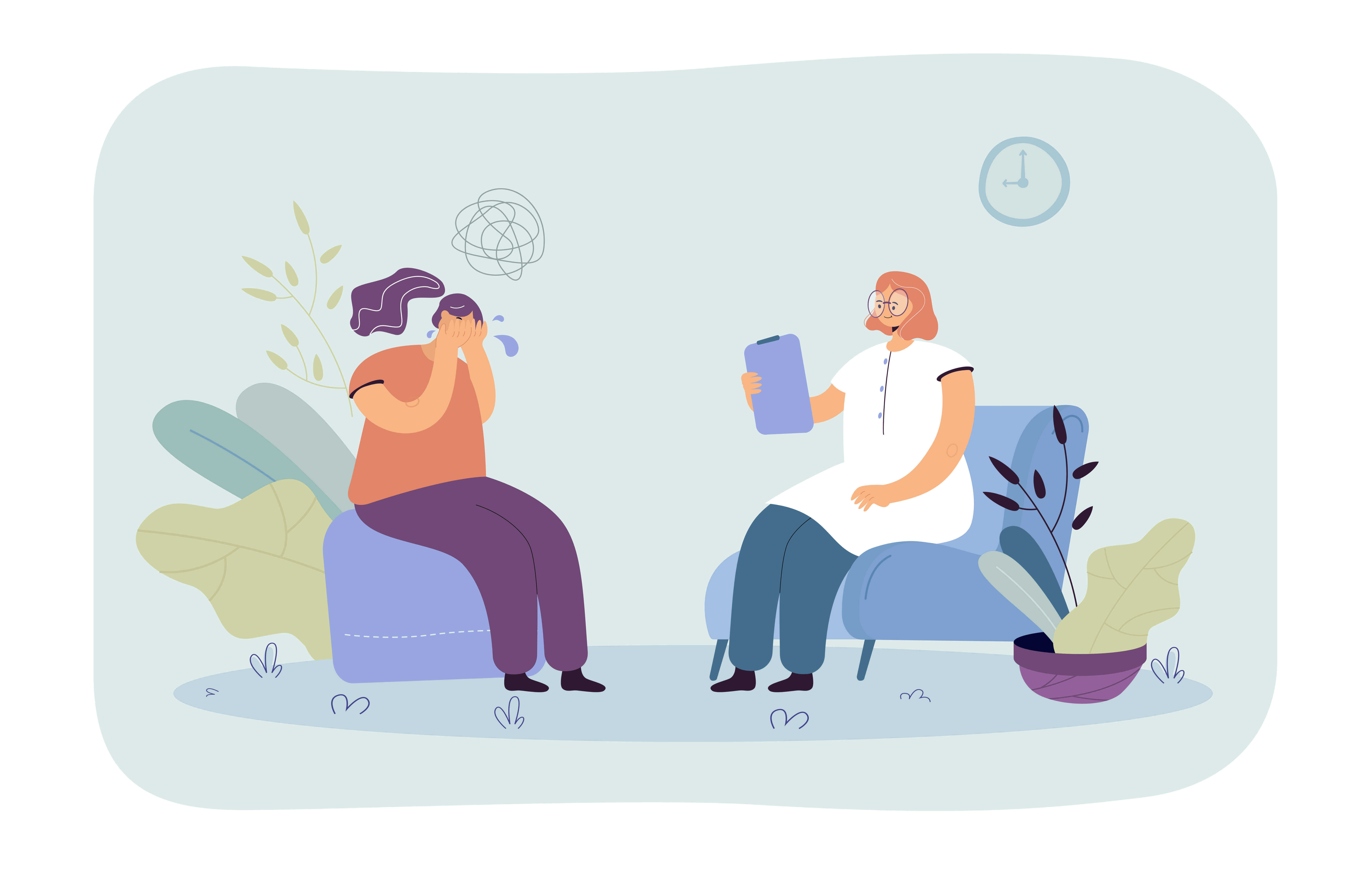 illustartion of Person managing generalized anxiety disorder through therapy and healthy lifestyle