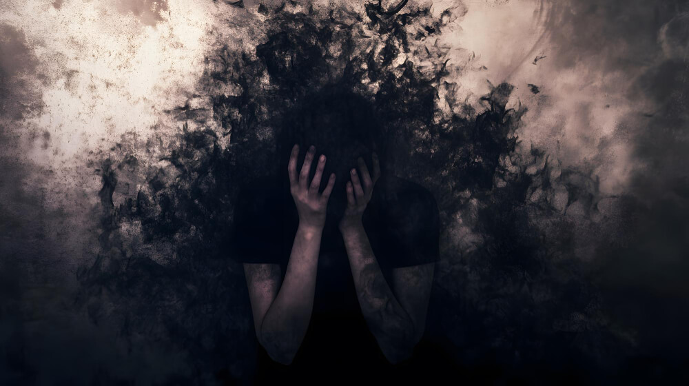 illustration of lady worried with mental issues and bipolar disorder