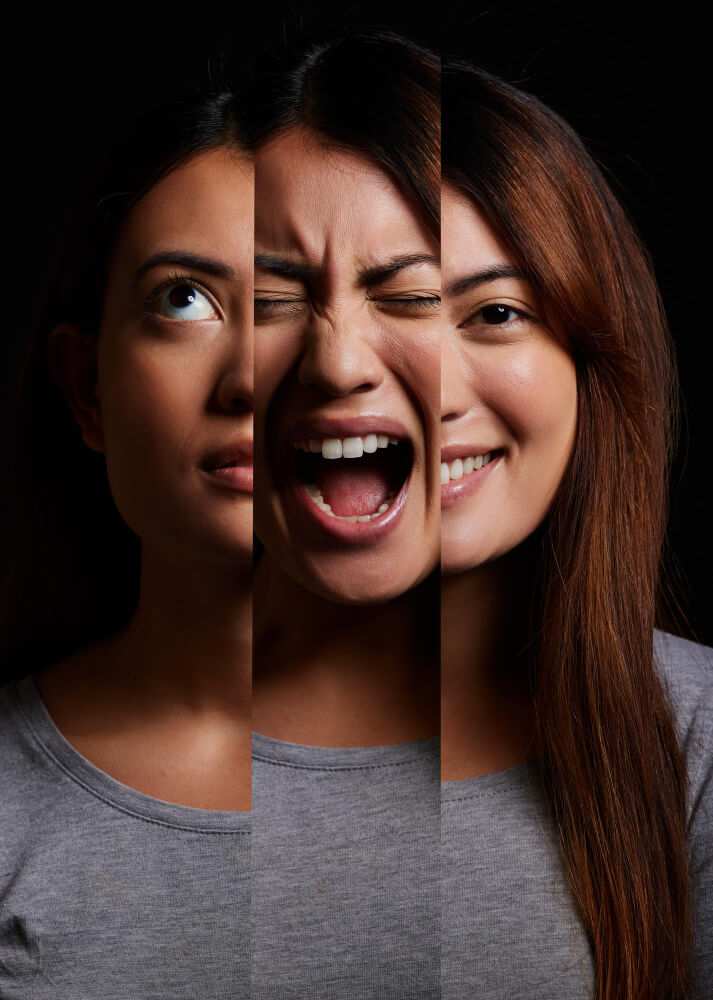 Illustration of a person experiencing manic and depressive episodes in bipolar I disorder