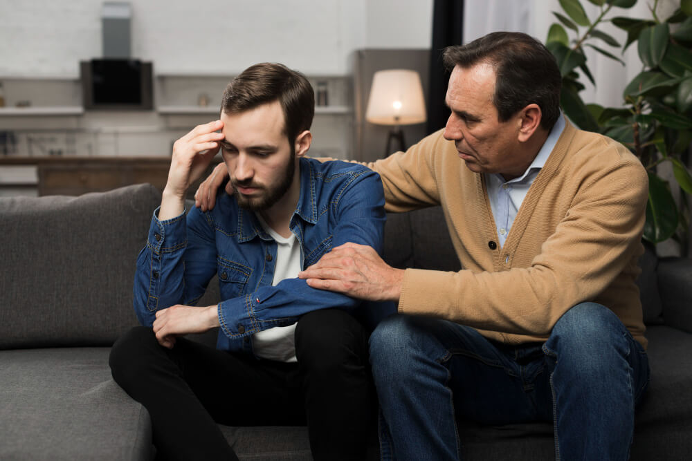 Family supporting a man dealing with bipolar disorder