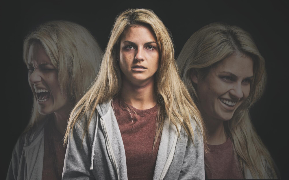 illustration of woman showing symptoms of bipolar