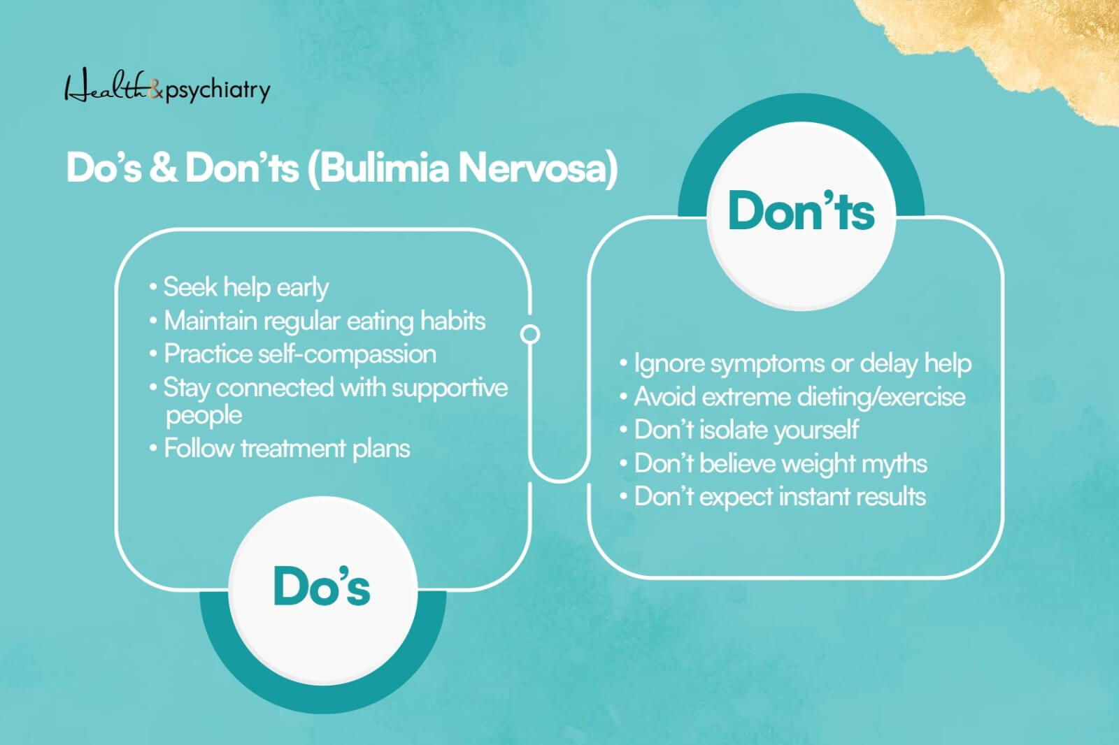 infographics about what to do and what not to do in bulimia nervosa