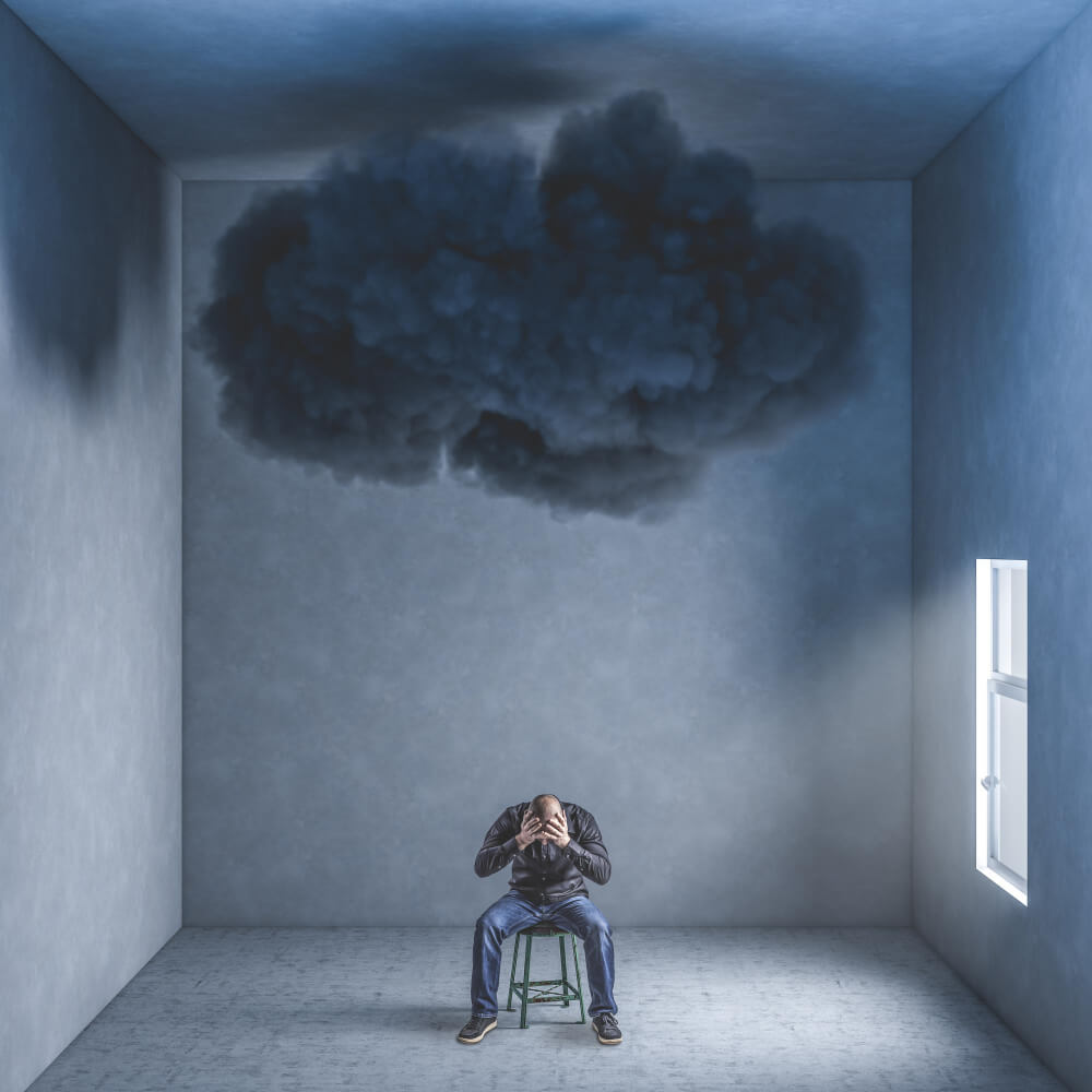 illustration of a Individual showing intense emotional distress representing emotional dysregulation and mood instability in Complex PTSD.