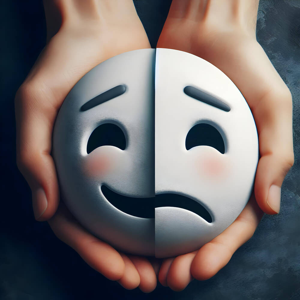 Illustration representing Bipolar II disorder with depressive and hypomanic mood changes