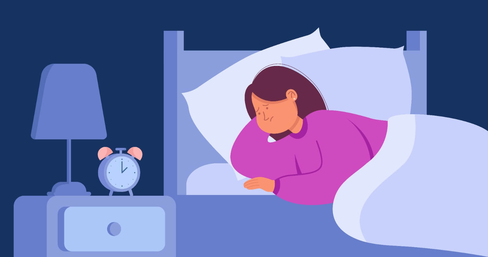 Young woman having difficulty falling asleep because of anxiety