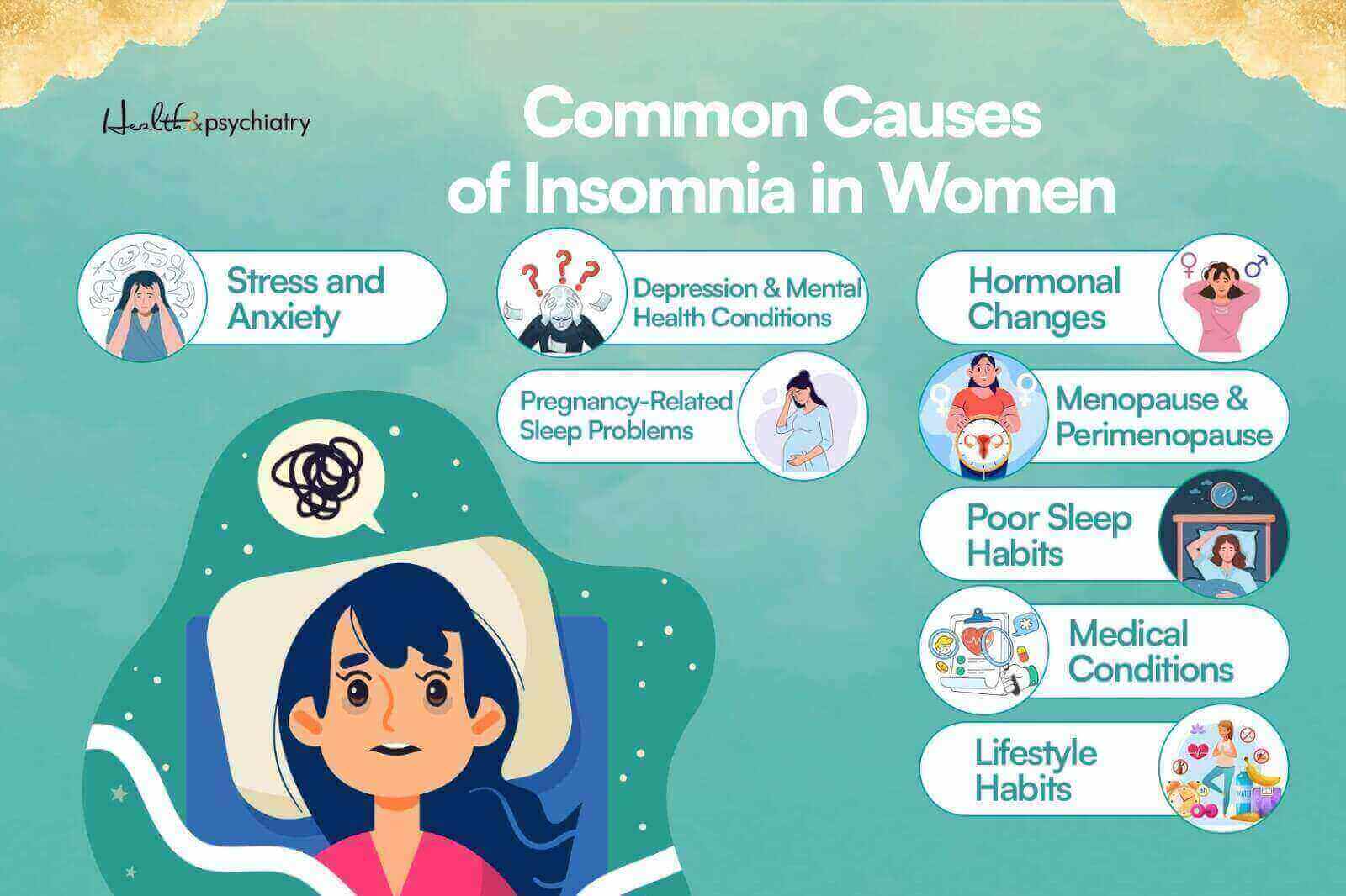 infographics about common causes of insomnia in women
